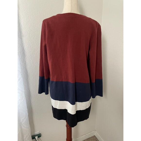 Ann Taylor Women’s Colorblock Open Front Cardigan Sweater Size M Rust Navy Black - Picture 2 of 7